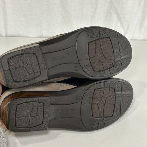 Naot Kamsin Black Taupe Leather Nubuck Ankle Bootie Shoes US 6.5 EU 37 - Picture 5 of 8